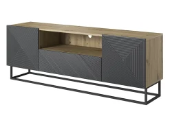 Móvel De Tv* Móvel TV 2 portas 1 gaveta em madeira laminada com pé metálico 167x40cm Cinzento