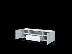 Online Móvel TV 2 portas 1 gaveta pé metálico laminado 167x40cm Branco