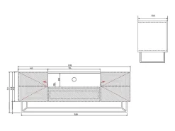 Online Móvel TV 2 portas 1 gaveta pé metálico laminado 167x40cm Branco