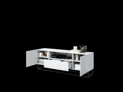Online Móvel TV 2 portas 1 gaveta pé metálico laminado 167x40cm Branco