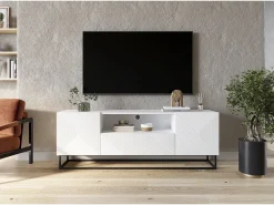 Online Móvel TV 2 portas 1 gaveta pé metálico laminado 167x40cm Branco