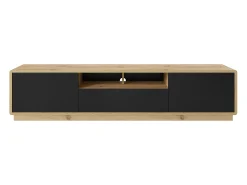 Móvel De Tv|Petits-Meubles Móvel TV 2 portas 1 gaveta Raven mate e madeira 200cm Preto