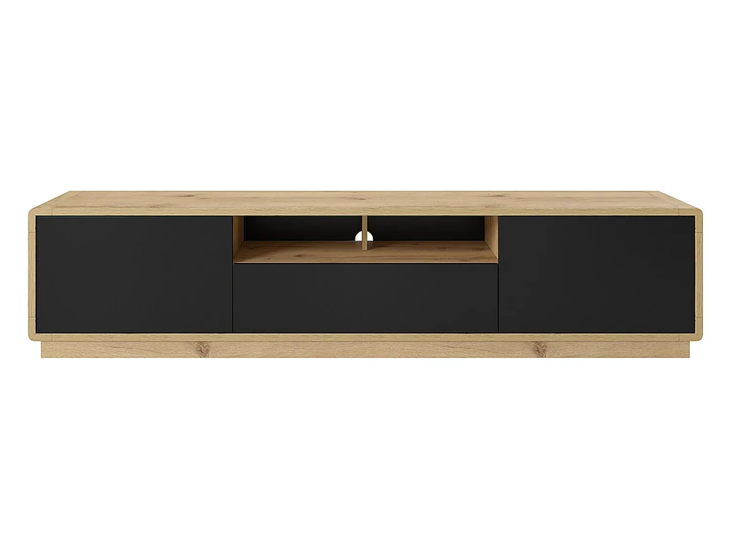 Móvel De Tv|Petits-Meubles Móvel TV 2 portas 1 gaveta Raven mate e madeira 200cm Preto