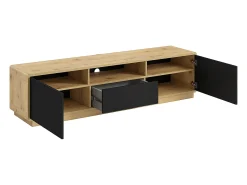 Móvel De Tv|Petits-Meubles Móvel TV 2 portas 1 gaveta Raven mate e madeira 180cm Preto