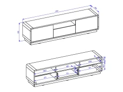 Móvel De Tv|Petits-Meubles Móvel TV 2 portas 1 gaveta Raven mate e madeira 180cm Preto