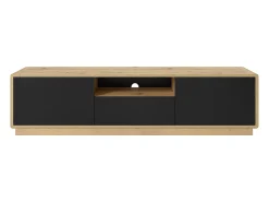 Móvel De Tv|Petits-Meubles Móvel TV 2 portas 1 gaveta Raven mate e madeira 180cm Preto