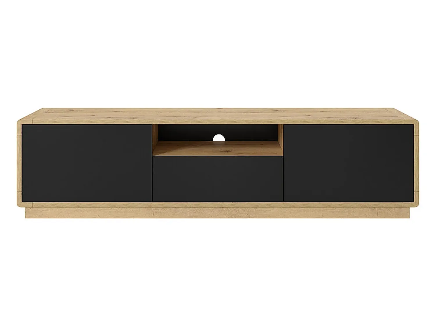 Móvel De Tv|Petits-Meubles Móvel TV 2 portas 1 gaveta Raven mate e madeira 180cm Preto