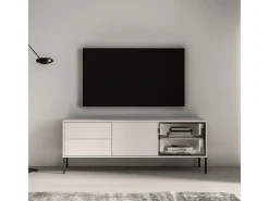Petits-Meubles Móvel TV 2 portas 2 gavetas Paige caxemira e preto 160cm Bege