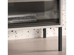 Petits-Meubles Móvel TV 2 portas 2 gavetas Paige caxemira e preto 160cm Bege