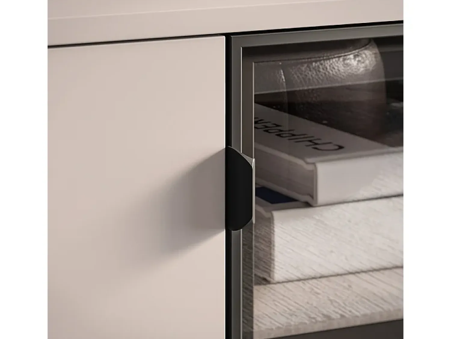 Petits-Meubles Móvel TV 2 portas 2 gavetas Paige caxemira e preto 160cm Bege