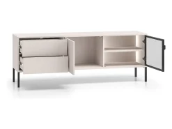 Petits-Meubles Móvel TV 2 portas 2 gavetas Paige caxemira e preto 160cm Bege
