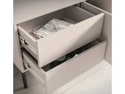 Petits-Meubles Móvel TV 2 portas 2 gavetas Paige caxemira e preto 160cm Bege