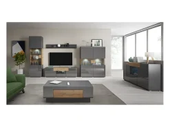 Hot Petits-Meubles Móvel TV 2 portas 2 gavetas Jules cinzento e madeira 159cm Cinzento / Natural claro
