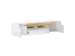 Móvel De Tv|Petits-Meubles Móvel TV 2 portas 2 gavetas Jules branco e madeira 208cm Natural claro / Branco