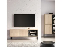 Móvel De Tv|Petits-Meubles Móvel TV 2 portas 2 gavetas Paige madeira e 160cm Preto