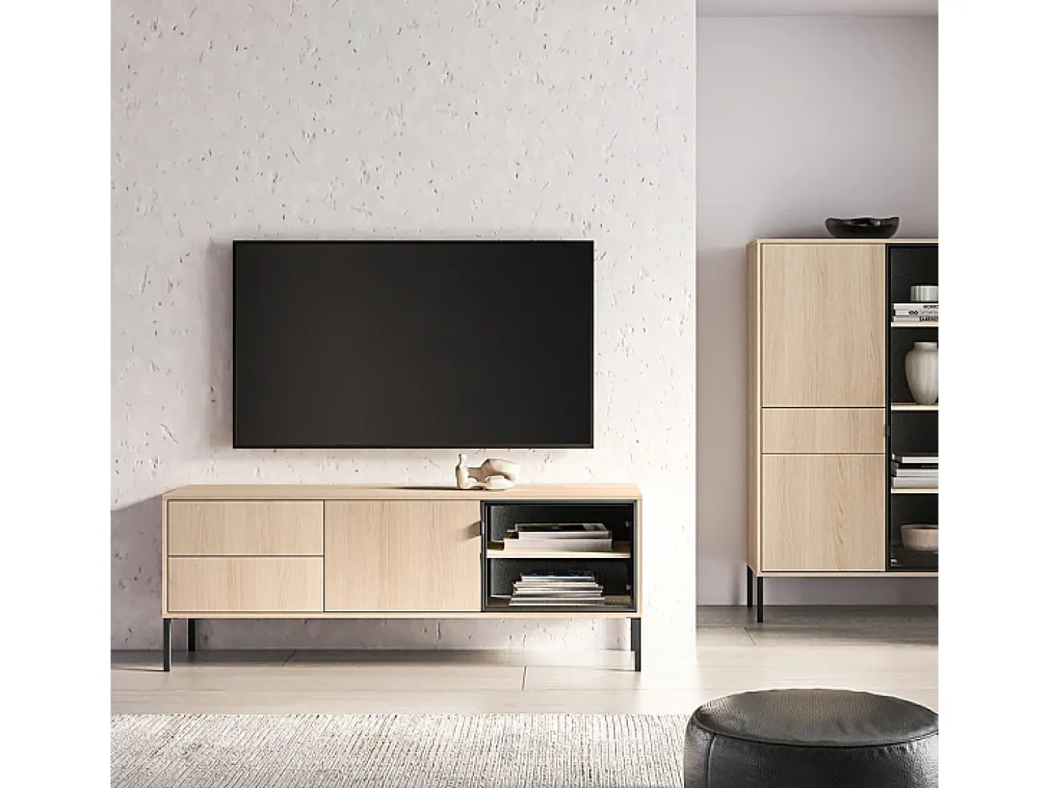 Móvel De Tv|Petits-Meubles Móvel TV 2 portas 2 gavetas Paige madeira e 160cm Preto