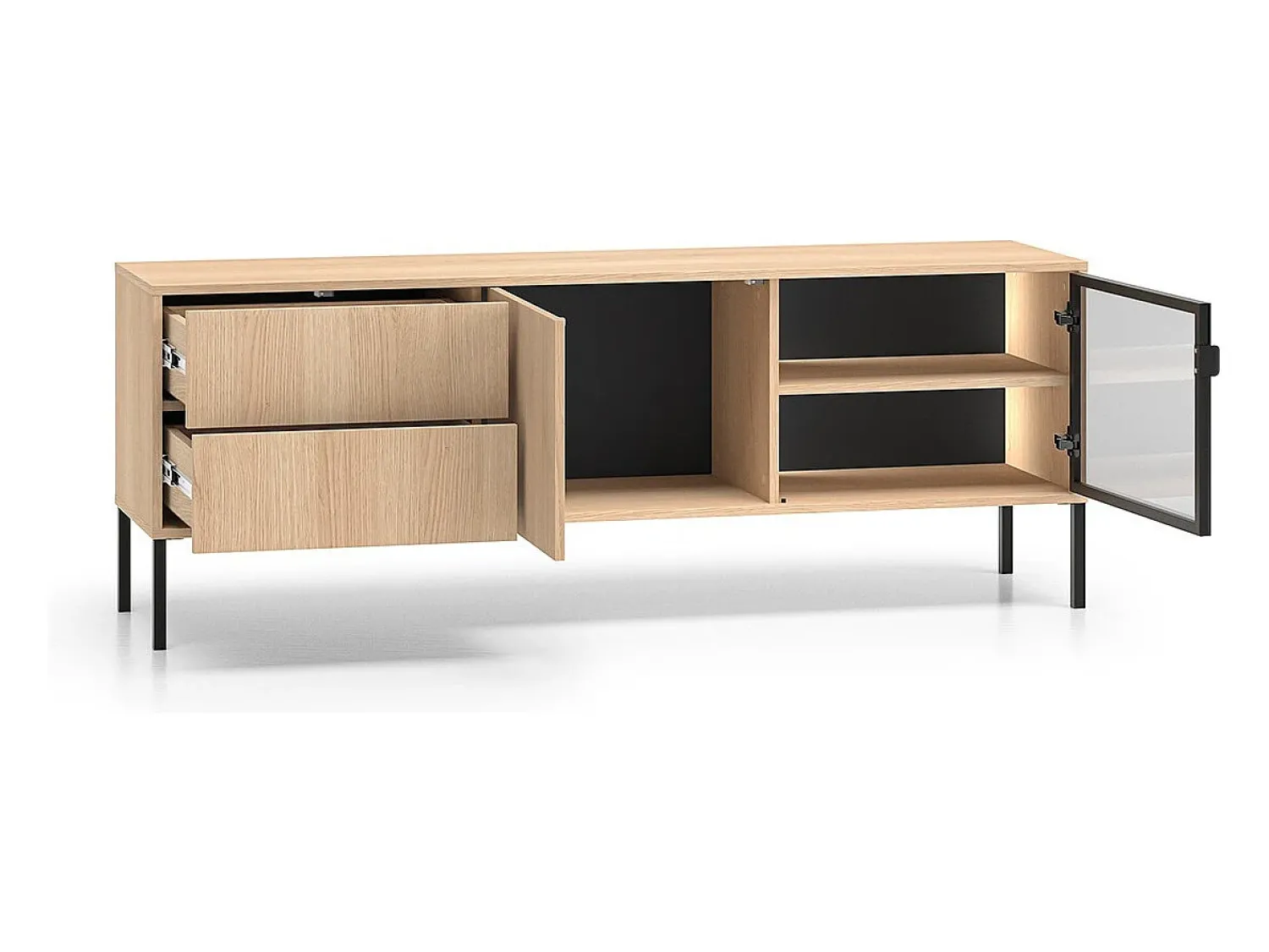 Móvel De Tv|Petits-Meubles Móvel TV 2 portas 2 gavetas Paige madeira e 160cm Preto