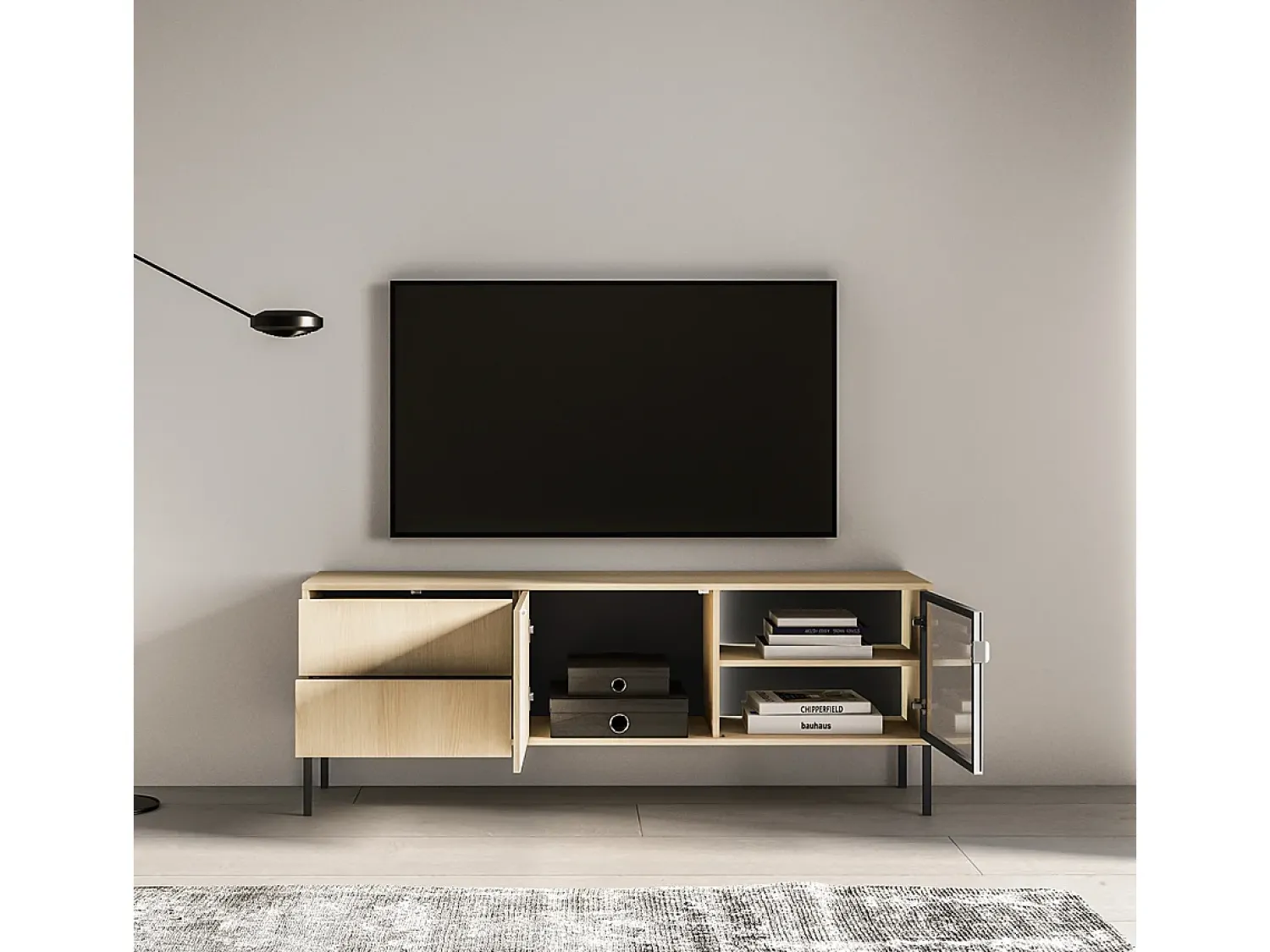 Móvel De Tv|Petits-Meubles Móvel TV 2 portas 2 gavetas Paige madeira e 160cm Preto