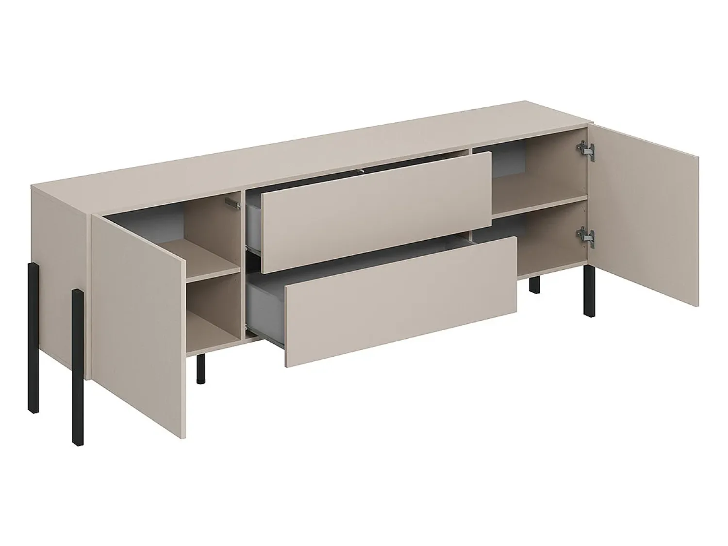 Petits-Meubles Móvel TV 2 portas 2 gavetas Bérénice caxemira e preto 204cm^ Móvel De Tv