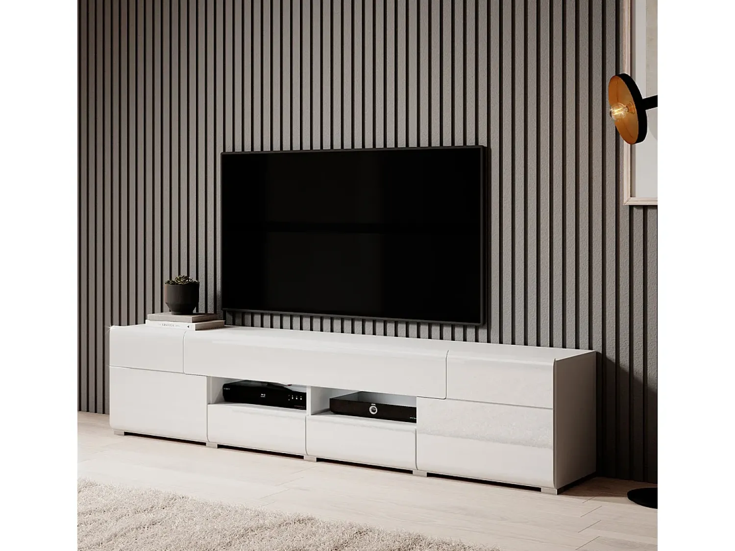 Móvel De Tv|Petits-Meubles Móvel TV 2 portas 2 gavetas Jules 208cm Branco