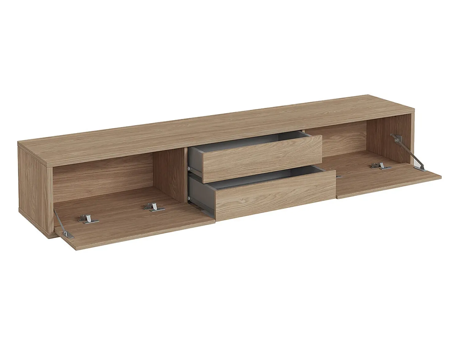 Petits-Meubles Móvel TV 2 portas 2 gavetas Idra madeira 180cm Natural claro