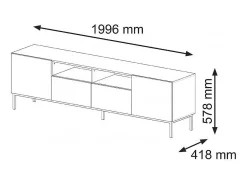 Furnlux Móvel TV 2 portas 2 gavetas Philaé madeira e preto 200cm^ Móvel De Tv