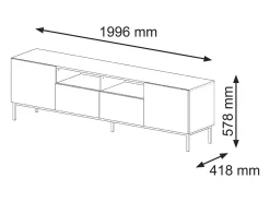 Furnlux Móvel TV 2 portas 2 gavetas Philaé madeira e preto 200cm^ Móvel De Tv