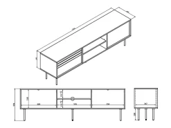 Sale Petits-Meubles Móvel TV 2 portas Astra madeira e 180cm Preto