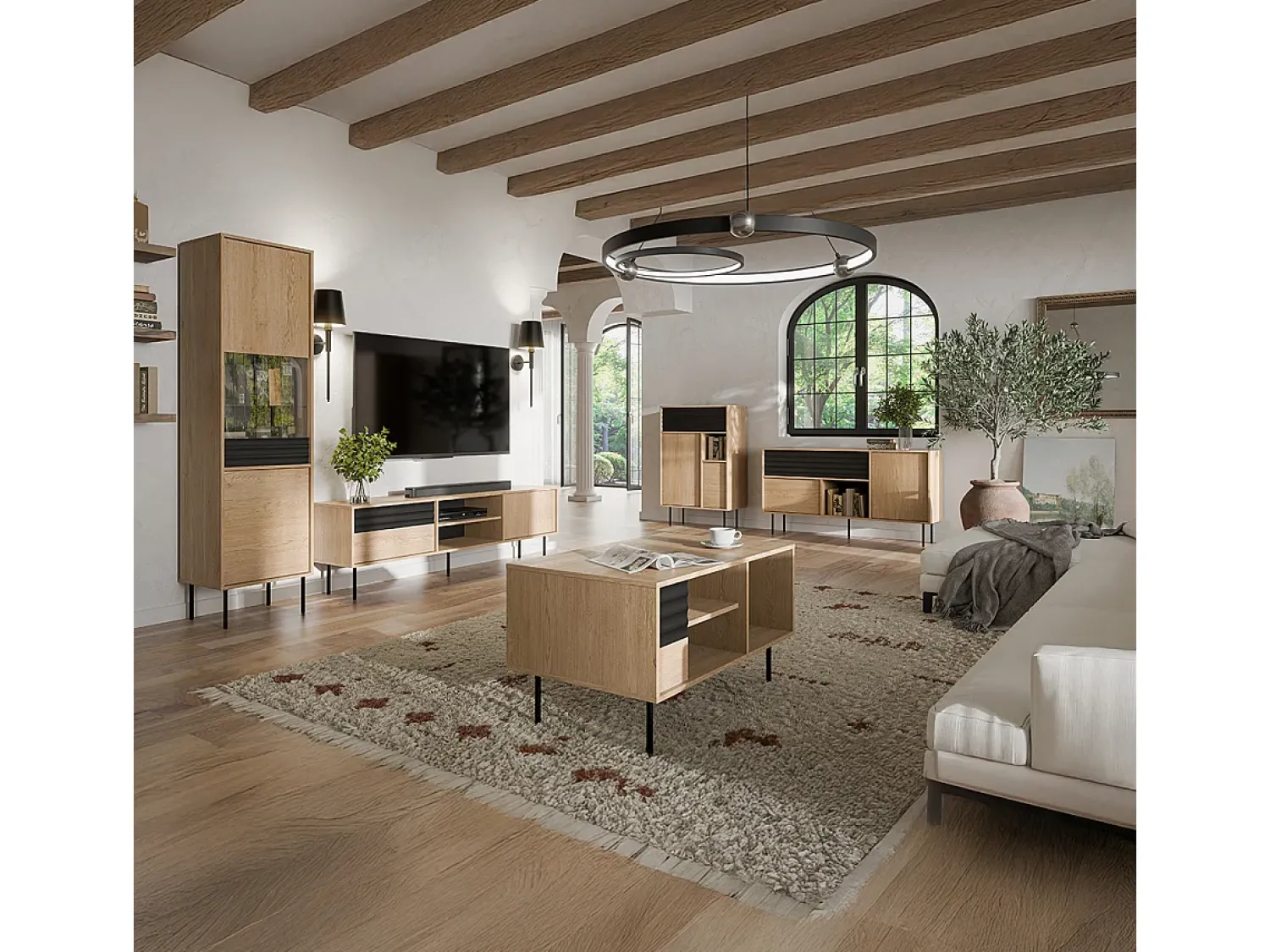 Sale Petits-Meubles Móvel TV 2 portas Astra madeira e 180cm Preto