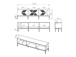 Discount Petits-Meubles Móvel TV 3 portas Aura 170cm Branco