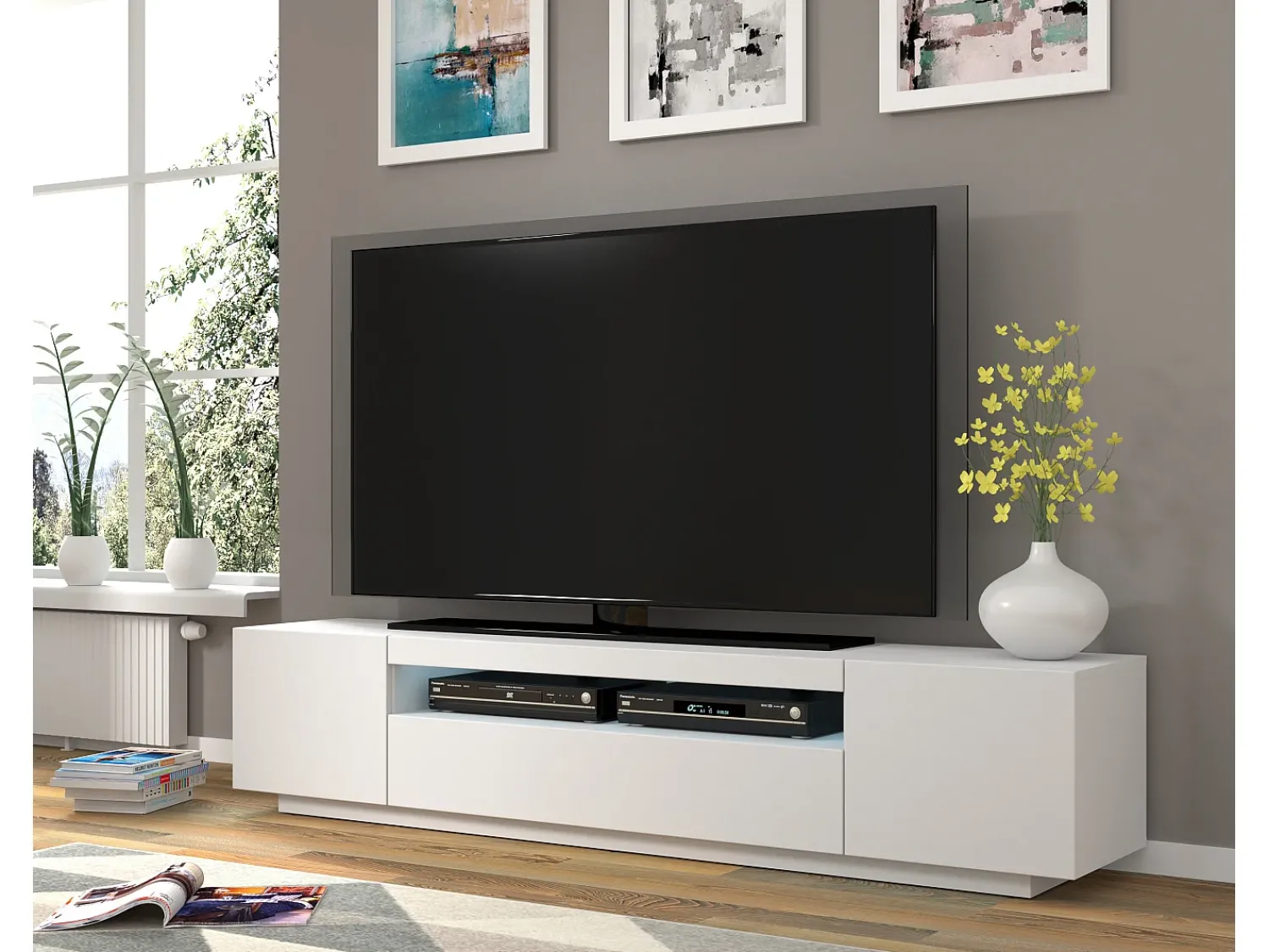 Móvel De Tv|Furnlux Móvel TV 3 portas Aurus 200cm Branco
