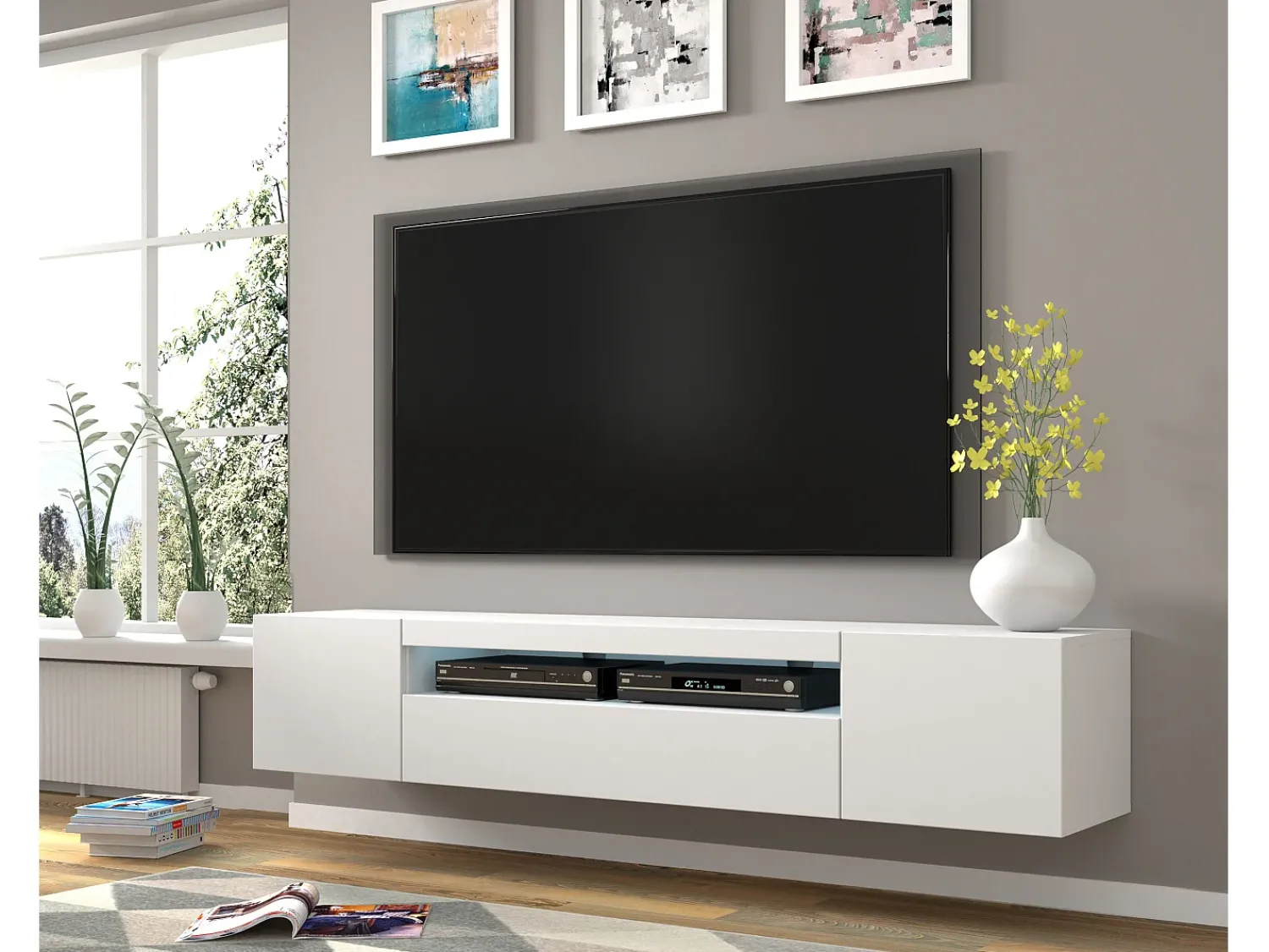 Móvel De Tv|Furnlux Móvel TV 3 portas Aurus 200cm Branco