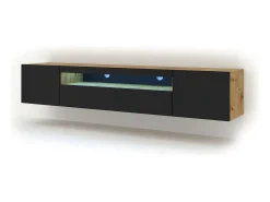Online Furnlux Móvel TV 3 portas Aurus madeira e preto 200cm Preto / Creme