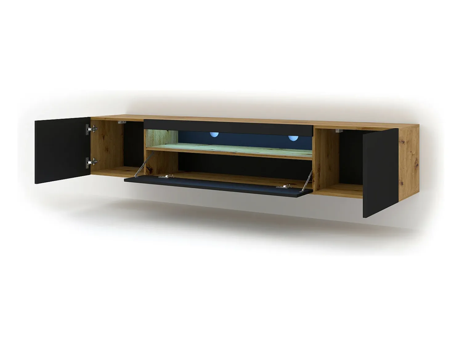 Online Furnlux Móvel TV 3 portas Aurus madeira e preto 200cm Preto / Creme