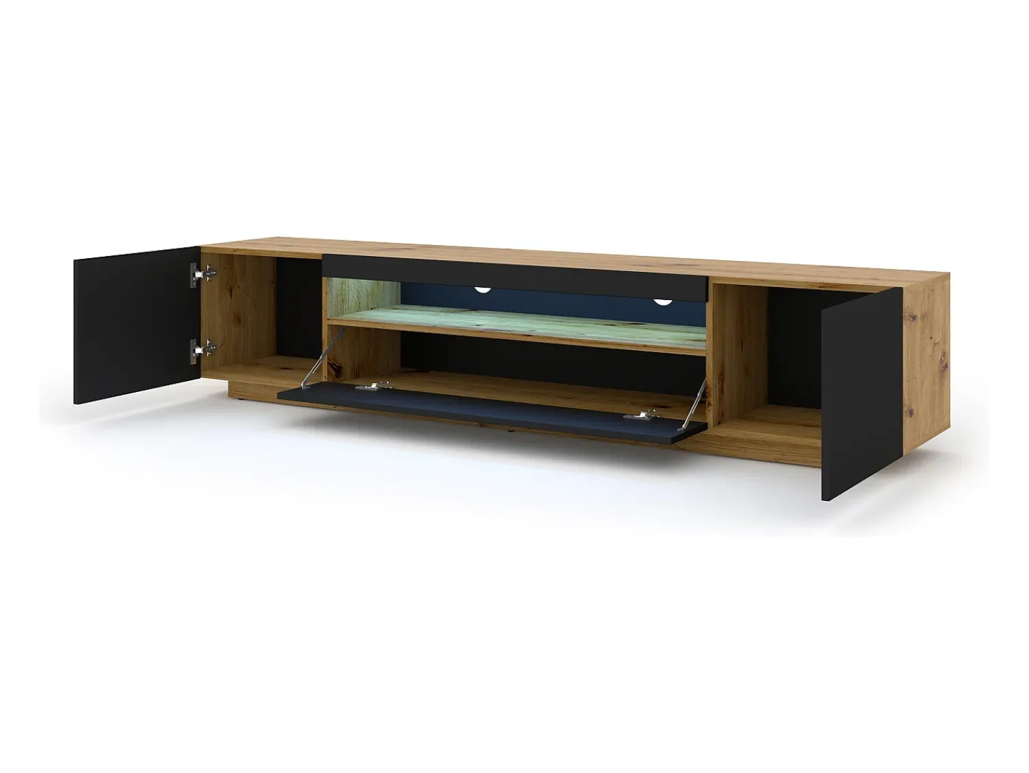 Online Furnlux Móvel TV 3 portas Aurus madeira e preto 200cm Preto / Creme