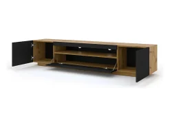 Móvel De Tv*Furnlux Móvel TV 3 portas Aurus madeira e preto 200cm Preto / Creme