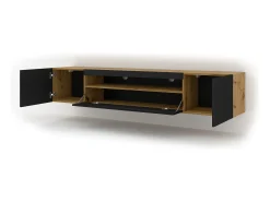Móvel De Tv*Furnlux Móvel TV 3 portas Aurus madeira e preto 200cm Preto / Creme