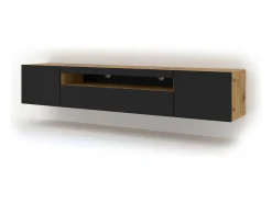Móvel De Tv*Furnlux Móvel TV 3 portas Aurus madeira e preto 200cm Preto / Creme