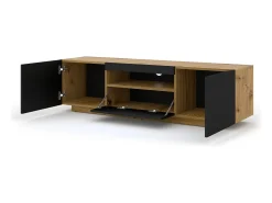 New Furnlux Móvel TV 3 portas Aurus madeira e preto 150cm Preto / Creme