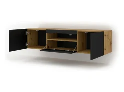 New Furnlux Móvel TV 3 portas Aurus madeira e preto 150cm Preto / Creme