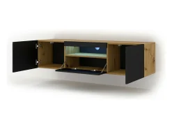 Móvel De Tv|Furnlux Móvel TV 3 portas Aurus madeira e preto 150cm Preto / Creme
