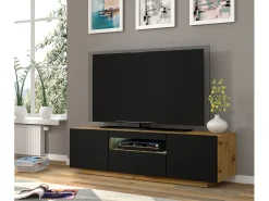 Móvel De Tv|Furnlux Móvel TV 3 portas Aurus madeira e preto 150cm Preto / Creme