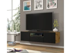 Móvel De Tv|Furnlux Móvel TV 3 portas Aurus madeira e preto 150cm Preto / Creme