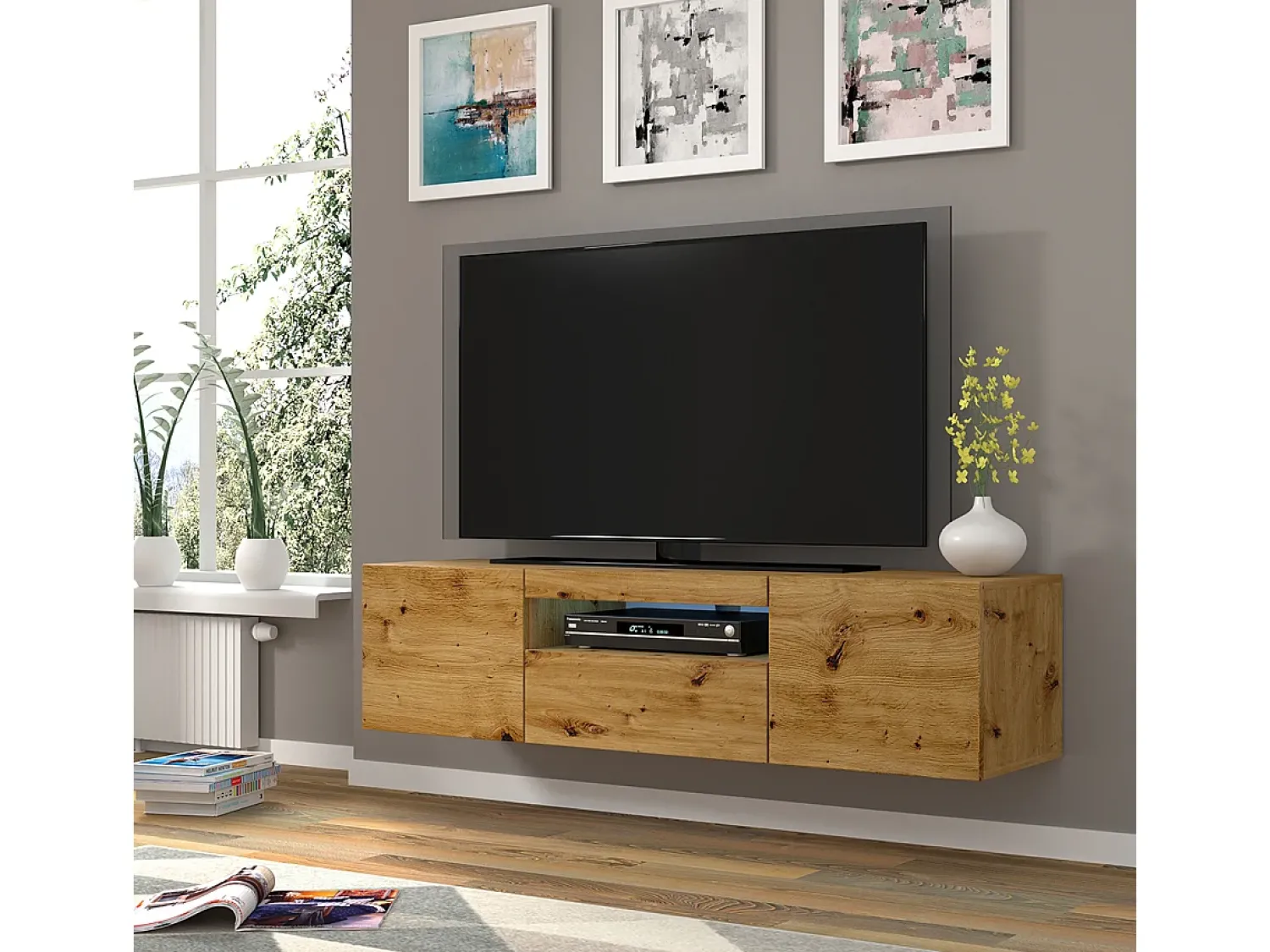 Móvel De Tv|Furnlux Móvel TV 3 portas Aurus madeira 150cm Creme