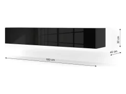 Móvel De Tv|Petits-Meubles Móvel TV 2 portas Bali carroçaria em mate e frentes em brilhante 180cm Preto