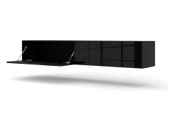 Móvel De Tv|Petits-Meubles Móvel TV 2 portas Bali carroçaria em mate e frentes em brilhante 180cm Preto