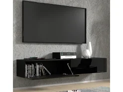 Móvel De Tv|Petits-Meubles Móvel TV 2 portas Bali carroçaria em mate e frentes em brilhante 180cm Preto