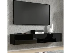 Móvel De Tv|Petits-Meubles Móvel TV 2 portas Bali carroçaria em mate e frentes em brilhante 180cm Preto