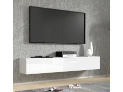 Petits-Meubles Móvel TV 2 portas Bali carroçaria em branco mate e frentes em branco brilhante 180cm^ Móvel De Tv