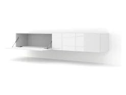 Petits-Meubles Móvel TV 2 portas Bali carroçaria em branco mate e frentes em branco brilhante 180cm^ Móvel De Tv